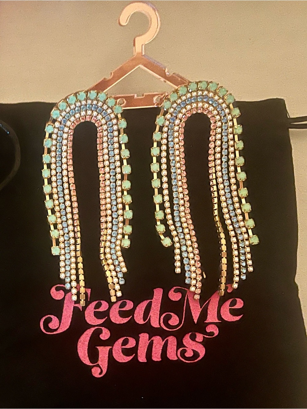 Seafoam Green Crystal & Pearl Earrings